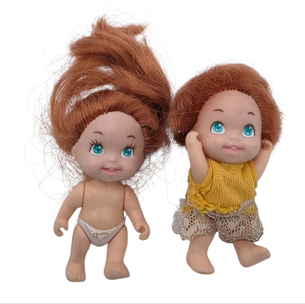 Vintage 1990 Tyco 2.25” Quints baby dolls Redheads